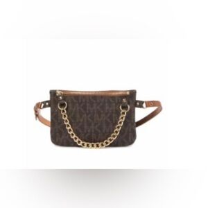 Michael Kors Brown MK Signature monogram Fanny Pack bum bag Belt Bag size medium